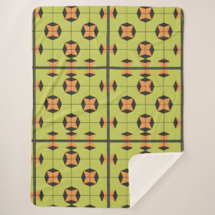 Geometrisch tegelpatroon met felle kleuren sherpa deken