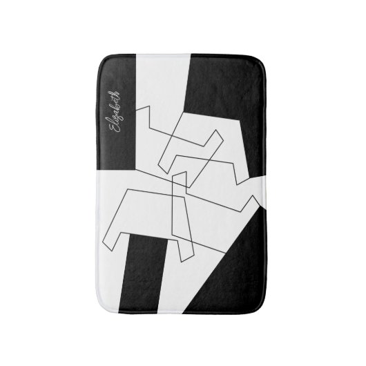 Geometrisch Trendy Zwart-Wit Gepersonaliseerd Badmat (Voorkant Verticaal)