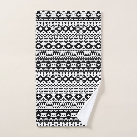 Geometrisch vectorpatroon zwart-wit Aztec Bad Handdoek (Handdoek)