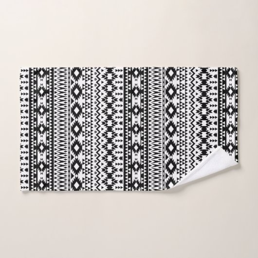 Geometrisch vectorpatroon zwart-wit Aztec Bad Handdoek (Handdoek)