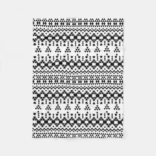 Geometrisch vectorpatroon zwart-wit Aztec Fleece Deken (Voorkant)