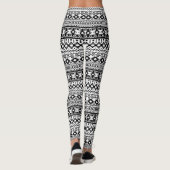 Geometrisch vectorpatroon zwart-wit Aztec Leggings (Achterkant)