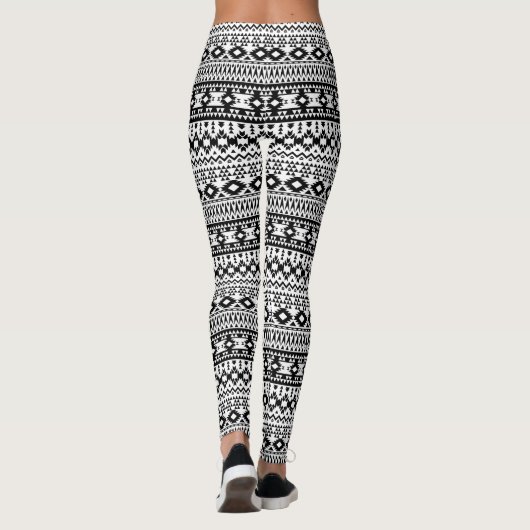 Geometrisch vectorpatroon zwart-wit Aztec Leggings (Achterkant)