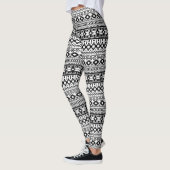 Geometrisch vectorpatroon zwart-wit Aztec Leggings (Links)