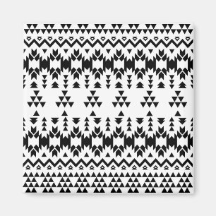 Geometrisch vectorpatroon zwart-wit Aztec Magneet