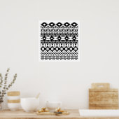 Geometrisch vectorpatroon zwart-wit Aztec Poster (Keuken)