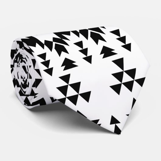 Geometrisch vectorpatroon zwart-wit Aztec Stropdas (Opgerold)