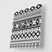 Geometrisch vectorpatroon zwart-wit Aztec Vierkante Klok (Hoek)