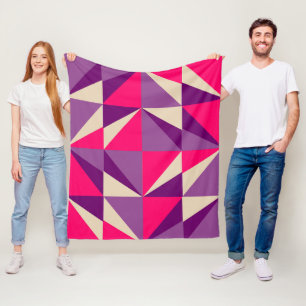 Geometrisch vet roze & Paarse patroon Fleece Deken
