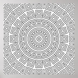 Geometrisch vierkant spiraal mandala patroon ontwe poster