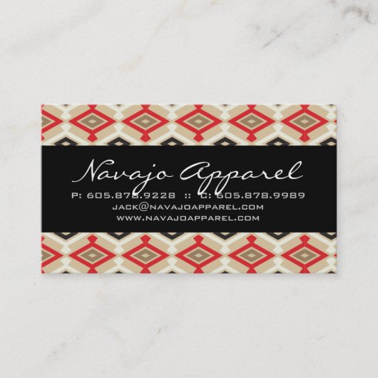 Geometrisch Visitekaartje Aztec Pattern Red (Voorkant)