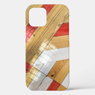 Geometrisch vloerpatroon van hout iPhone 12 hoesje