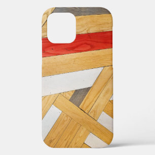 Geometrisch vloerpatroon van hout iPhone 12 hoesje