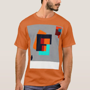 Geometrisch vormontwerp met blauw en Sinaasappel T-shirt