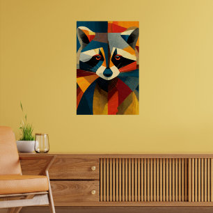 Geometrisch Wasbeer Portret Poster