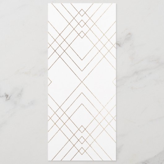 Geometrisch Wit Goud Gatsby Deco Bruiloft Menu (Achterkant)