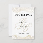 Geometrisch witgouden monogram Save The Date (Voorkant)