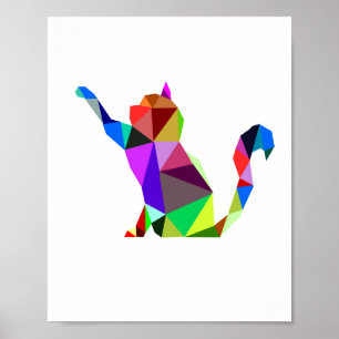 Geometrisch WPAP Cat Design 2   Afdrukbaar   Wall  Poster