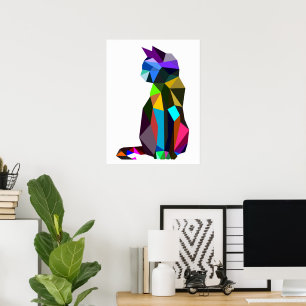 Geometrisch WPAP-katteontwerp Printplaten Wall Poster