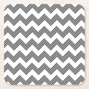 Geometrisch zigzagpatroon 2 vierkante kartonnen onderzetter