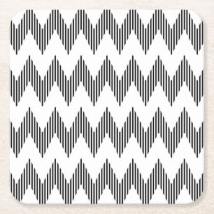 Geometrisch zigzagpatroon vierkante kartonnen onderzetter