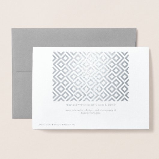 Geometrisch zilver en witte meander folie kaarten (Met envelop)