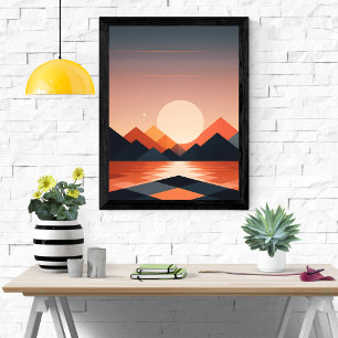 geometrisch zonsonderganglandschap poster