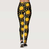 Geometrisch zwart en geel zomer zon patroon leggings (Achterkant)
