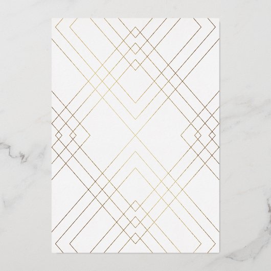 Geometrisch Zwart Goud Gatsby Bruiloft Geperst Folie Uitnodiging (Achterkant)