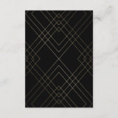 Geometrisch  Zwart Gouden Folie Bruiloft Details Informatiekaartje (Achterkant)