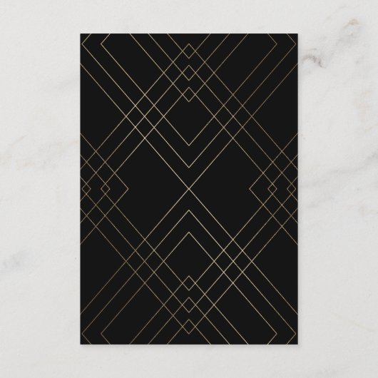 Geometrisch  Zwart Gouden Folie Bruiloft Details Informatiekaartje (Achterkant)