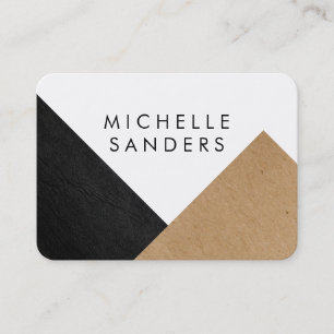 Geometrisch zwart nama leer ambachtelijk papier wi visitekaartje