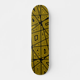 Geometrisch - Zwart op Amber Skateboard