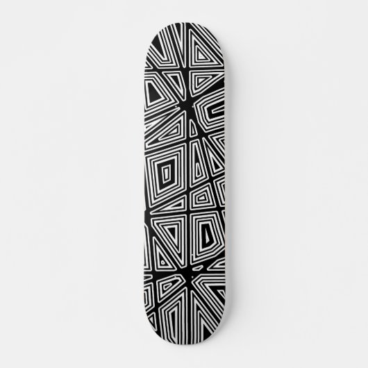 Geometrisch - Zwart op Hout Skateboard (Voorkant)