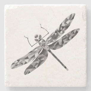 Geometrisch Zwart Wit Dragonfly Marble Onderzetter