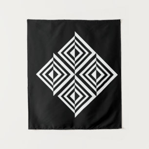 Geometrisch zwart-wit patroon wandkleed