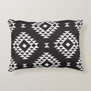 Geometrisch: Zwart-wit Tribal. Accent Kussen