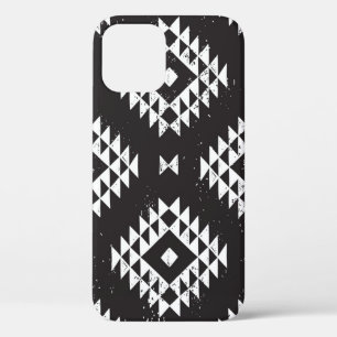 Geometrisch: Zwart-wit Tribal. iPhone 12 Hoesje