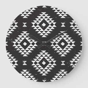Geometrisch: Zwart-wit Tribal. Grote Klok