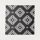 Geometrisch: Zwart-wit Tribal. Wandkleed (Voorkant (horizontaal))