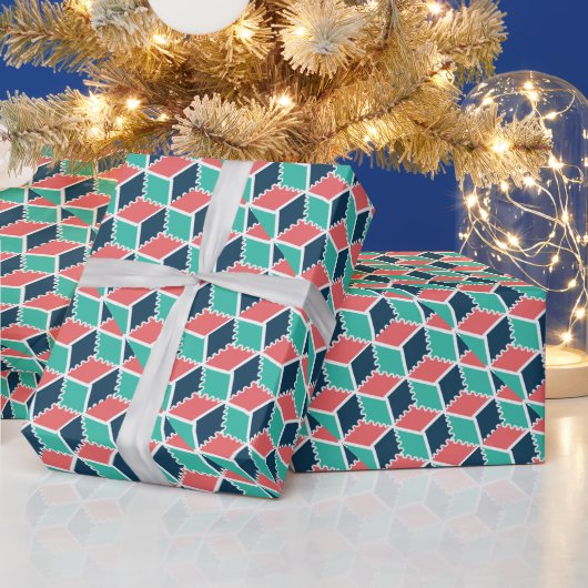 Geometrische 3D Kubus Patroon Wrapping Paper - Mod Cadeaupapier (Feestdagen)