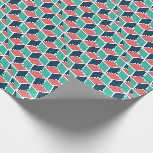 Geometrische 3D Kubus Patroon Wrapping Paper - Mod Cadeaupapier (Hoek)