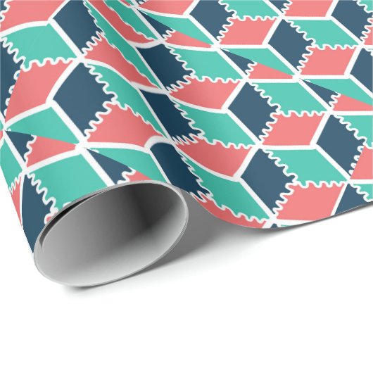 Geometrische 3D Kubus Patroon Wrapping Paper - Mod Cadeaupapier (Rol Hoek)