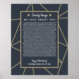 geometrische 60 redenen die we van je houden goud poster