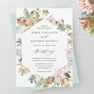 Geometrische aardbloei in Sage Green Wedding Kaart