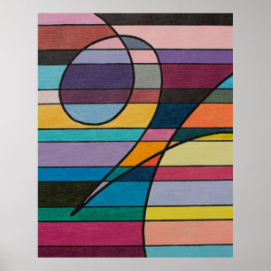 Geometrische abstract met vette strepen en ronding poster