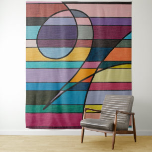 Geometrische abstract met vette strepen en ronding wandkleed