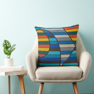Geometrische abstract met vette strepen en vormen kussen