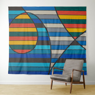 Geometrische abstract met vette strepen en vormen wandkleed
