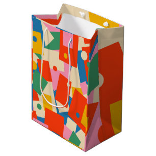 Geometrische Abstract modern patroon van 80 jaar, Medium Cadeauzakje